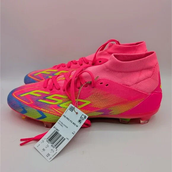 Adidas F50 Pro Mid FG Soccer Cleats Pink/Yellow IE1461 Women's Size 9/Men's 7.5
